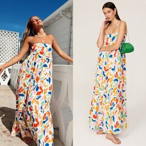 Show Me Your Mumu Multicolor Abstract Print Maxi Dress Size XL Spaghetti Straps